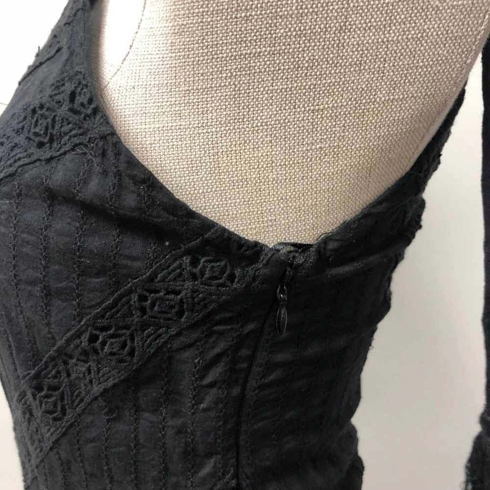 Free People Bella One‎ Shoulder Maxi Dress Womens XS Black Whimsigoth Dark Fairy